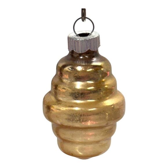 Shiny Brite Christmas Ornament Short Spinning Top Lantern Gold 1954 Retro #92 - Picture 2 of 5